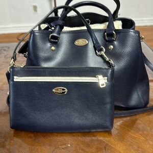 Coach 3 pieces duo set. Small satchel or crossbody and matching carrying case